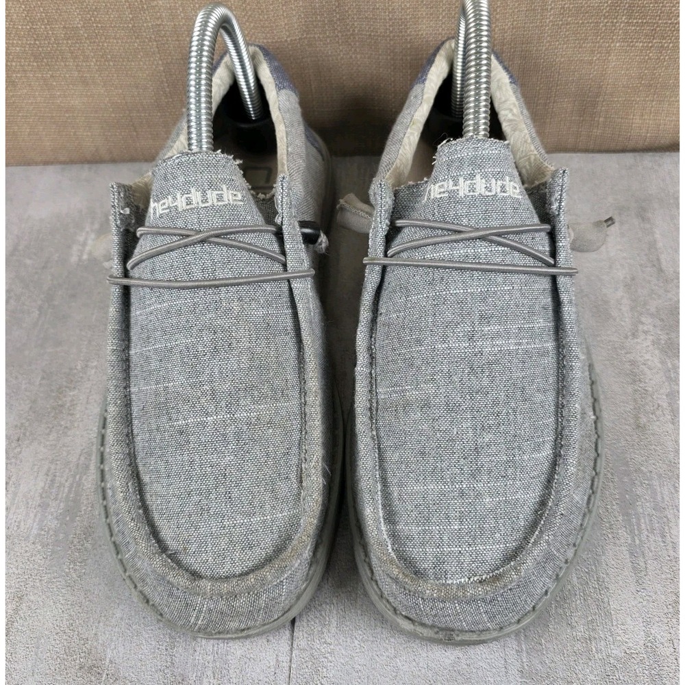 Hey Dude Wally Steel Grey Lightweight Slip On‎ Casual Shoes Sneakers Size Y5 L6
